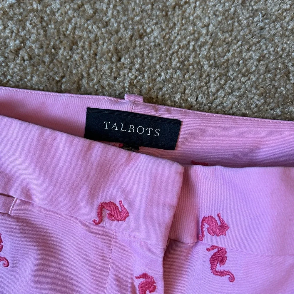 Talbots Pink Seahorse Embroidered Women's Chino Bermuda Cotton Shorts - Picture 4 of 4